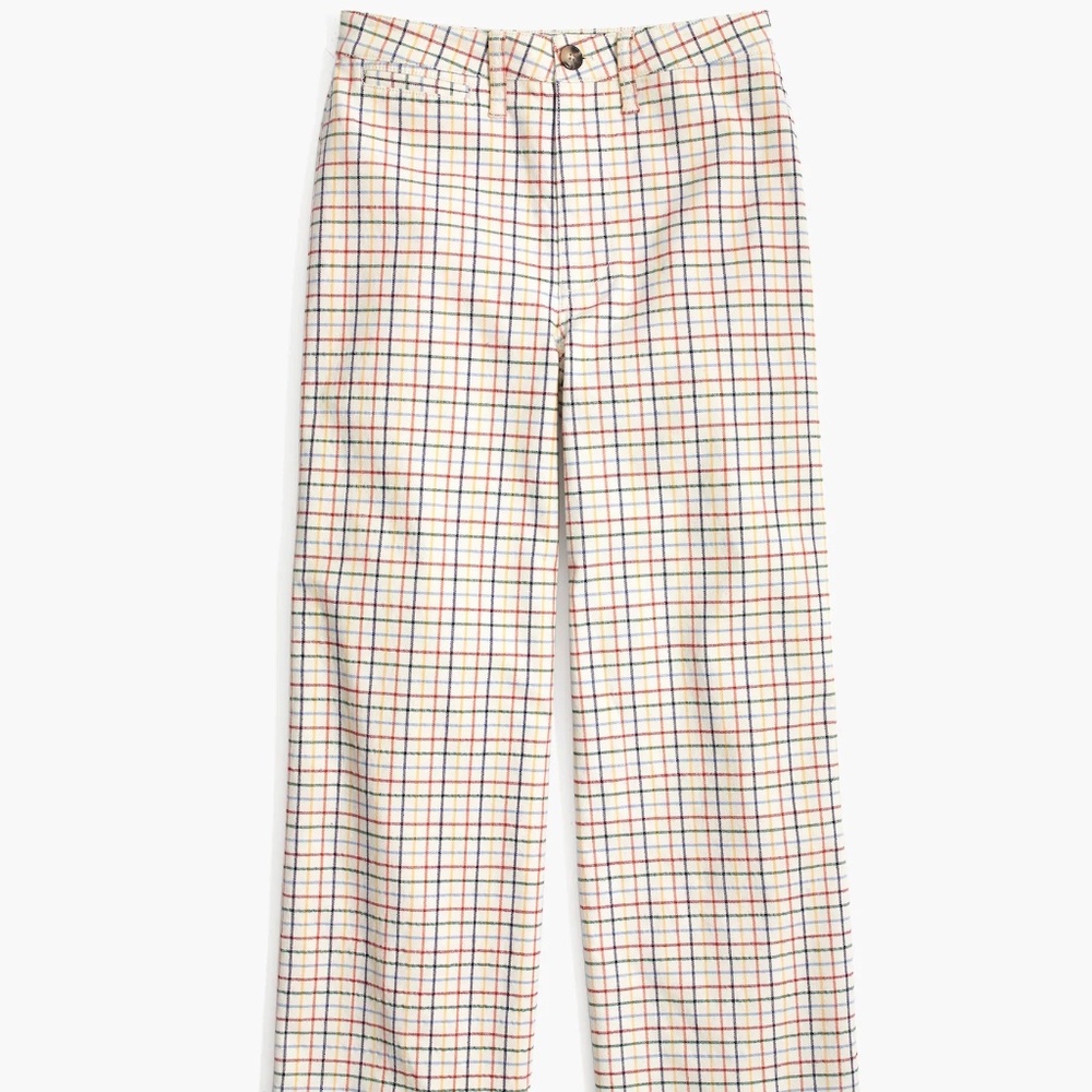 Madewell Emmett Wide-Leg Crop Pants in Rainbow Windowpane